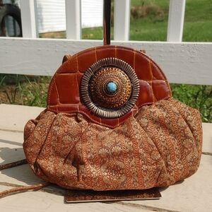 Braccialini Vintage 80's Fabric Leather Medallion Bag (1327)